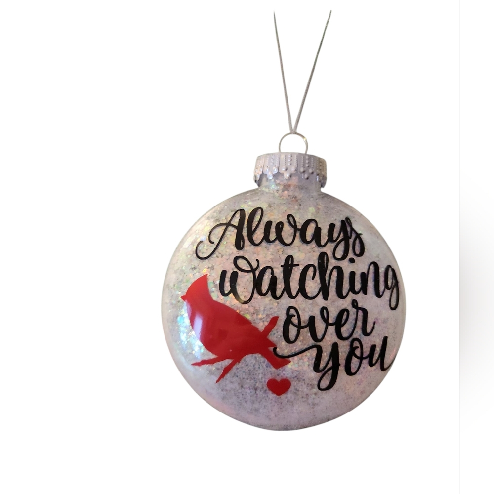 Iridescent Glittery Handmade Cardnial Holiday Ornament